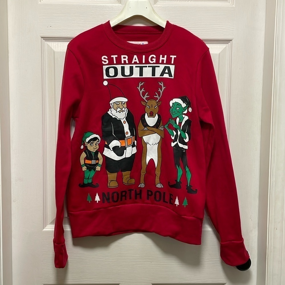 CUDDLY CANUCKIES | Ugly Christmas Sweaters | Graphic | Sweatshirt | Red | Size S